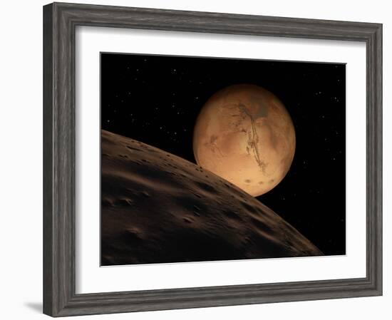 Mars Seen from its Outer Moon, Deimos-Stocktrek Images-Framed Photographic Print