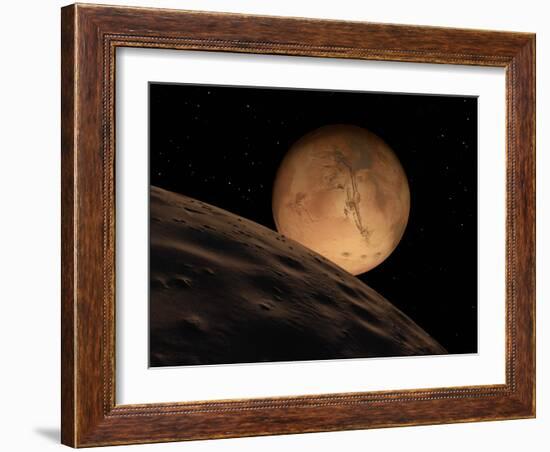 Mars Seen from its Outer Moon, Deimos-Stocktrek Images-Framed Photographic Print