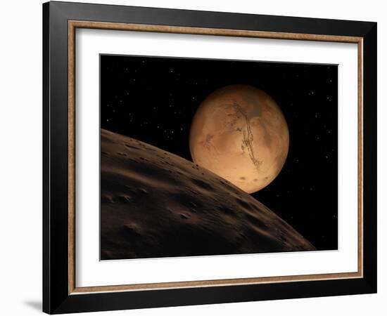 Mars Seen from its Outer Moon, Deimos-Stocktrek Images-Framed Photographic Print