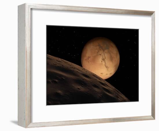 Mars Seen from its Outer Moon, Deimos-Stocktrek Images-Framed Photographic Print