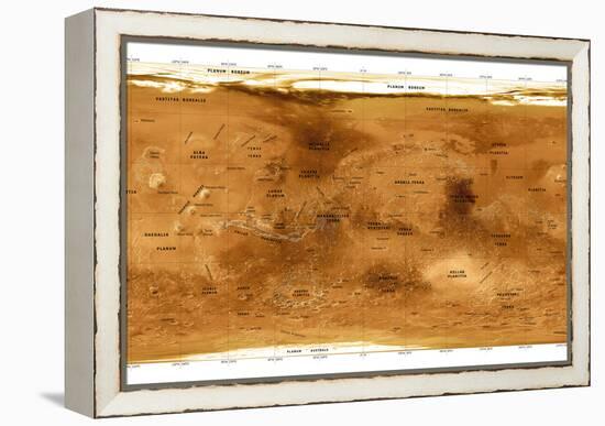 Mars Topographical Map, Satellite Image-Detlev Van Ravenswaay-Framed Premier Image Canvas