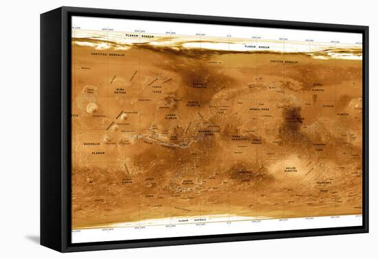 Mars Topographical Map, Satellite Image-Detlev Van Ravenswaay-Framed Premier Image Canvas