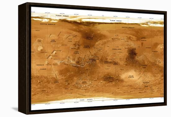 Mars Topographical Map, Satellite Image-Detlev Van Ravenswaay-Framed Premier Image Canvas