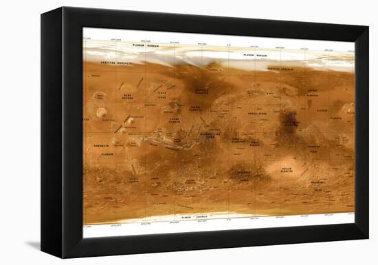 Mars Topographical Map, Satellite Image-Detlev Van Ravenswaay-Framed Premier Image Canvas