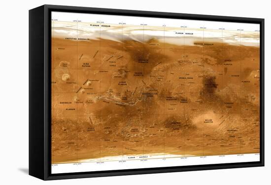 Mars Topographical Map, Satellite Image-Detlev Van Ravenswaay-Framed Premier Image Canvas