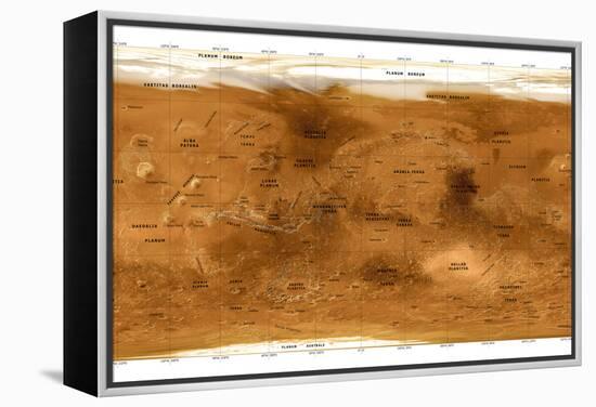 Mars Topographical Map, Satellite Image-Detlev Van Ravenswaay-Framed Premier Image Canvas