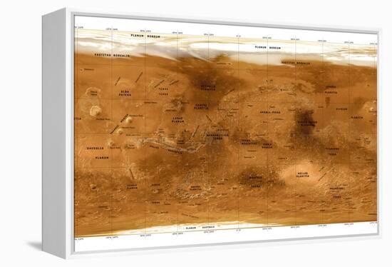 Mars Topographical Map, Satellite Image-Detlev Van Ravenswaay-Framed Premier Image Canvas