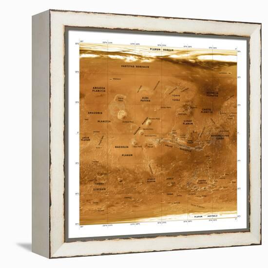 Mars Topographical Map, Satellite Image-Detlev Van Ravenswaay-Framed Premier Image Canvas