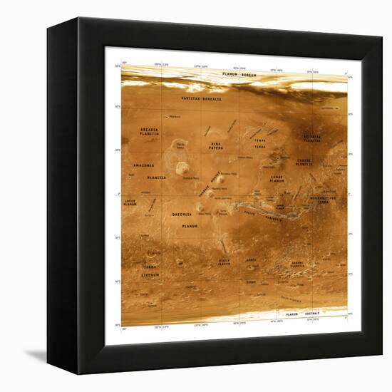 Mars Topographical Map, Satellite Image-Detlev Van Ravenswaay-Framed Premier Image Canvas