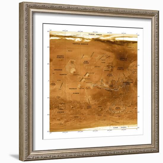 Mars Topographical Map, Satellite Image-Detlev Van Ravenswaay-Framed Premium Photographic Print