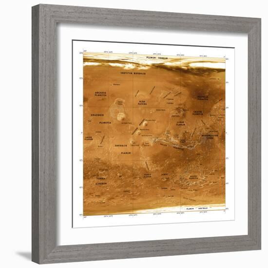 Mars Topographical Map, Satellite Image-Detlev Van Ravenswaay-Framed Premium Photographic Print