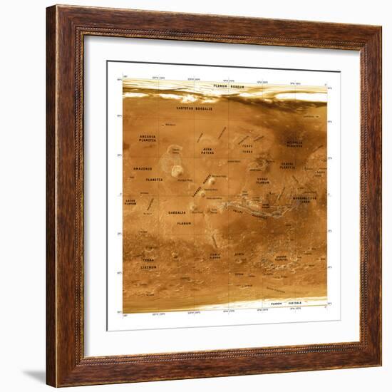 Mars Topographical Map, Satellite Image-Detlev Van Ravenswaay-Framed Premium Photographic Print