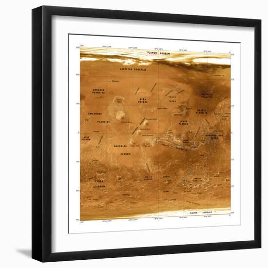 Mars Topographical Map, Satellite Image-Detlev Van Ravenswaay-Framed Premium Photographic Print