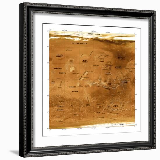 Mars Topographical Map, Satellite Image-Detlev Van Ravenswaay-Framed Premium Photographic Print