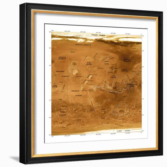 Mars Topographical Map, Satellite Image-Detlev Van Ravenswaay-Framed Premium Photographic Print