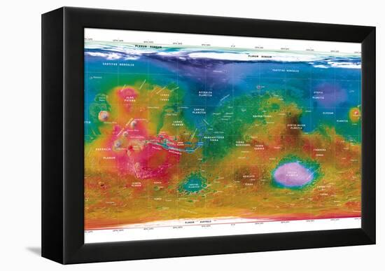 Mars Topographical Map, Satellite Image-Detlev Van Ravenswaay-Framed Premier Image Canvas