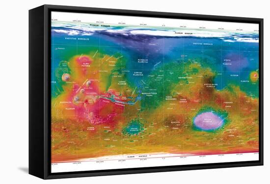 Mars Topographical Map, Satellite Image-Detlev Van Ravenswaay-Framed Premier Image Canvas