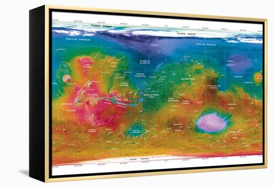 Mars Topographical Map, Satellite Image-Detlev Van Ravenswaay-Framed Premier Image Canvas