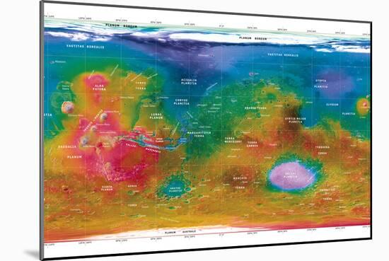 Mars Topographical Map, Satellite Image-Detlev Van Ravenswaay-Mounted Photographic Print