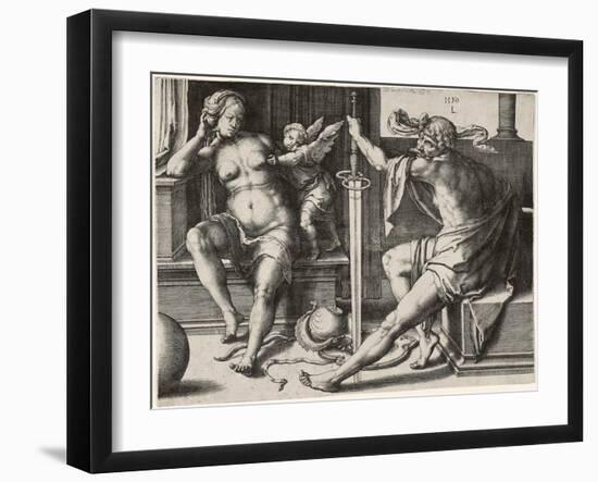 Mars, Venus, and Cupid, 1530-Lucas van Leyden-Framed Giclee Print