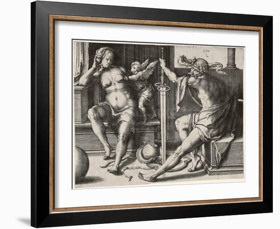 Mars, Venus, and Cupid, 1530-Lucas van Leyden-Framed Giclee Print