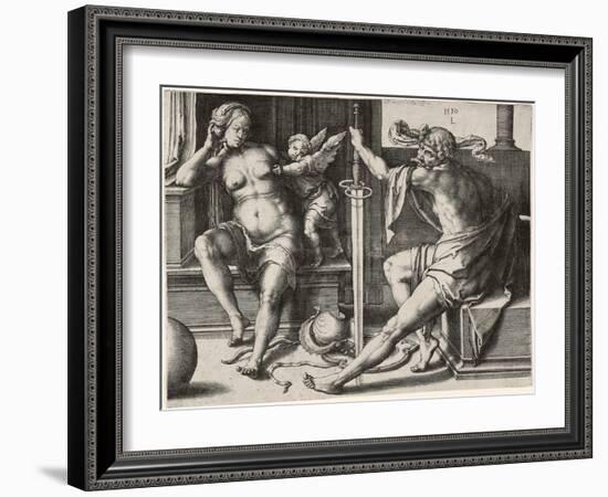 Mars, Venus, and Cupid, 1530-Lucas van Leyden-Framed Giclee Print