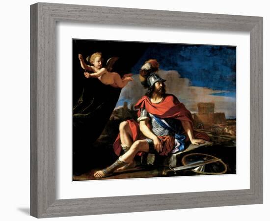 Mars with Cupid, 1649-Guercino (Giovanni Francesco Barbieri)-Framed Giclee Print