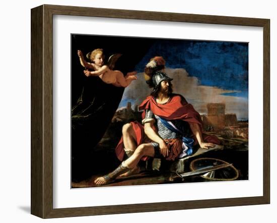 Mars with Cupid, 1649-Guercino (Giovanni Francesco Barbieri)-Framed Giclee Print