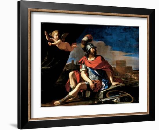 Mars with Cupid, 1649-Guercino (Giovanni Francesco Barbieri)-Framed Giclee Print