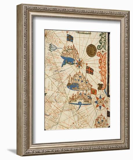 Marseille, Genoa and Venice, from a Nautical Atlas, 1646 (Ink on Vellum) (Detail from 330937)-Italian-Framed Giclee Print