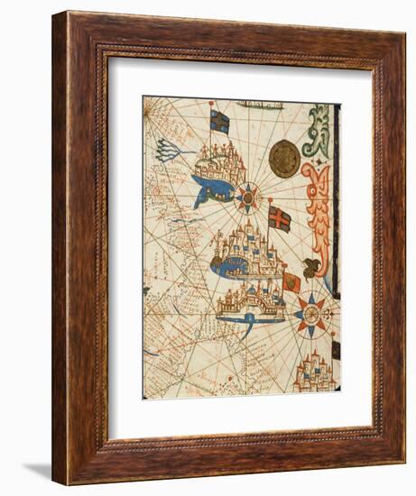 Marseille, Genoa and Venice, from a Nautical Atlas, 1646 (Ink on Vellum) (Detail from 330937)-Italian-Framed Giclee Print