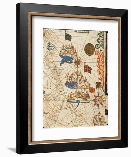 Marseille, Genoa and Venice, from a Nautical Atlas, 1646 (Ink on Vellum) (Detail from 330937)-Italian-Framed Giclee Print