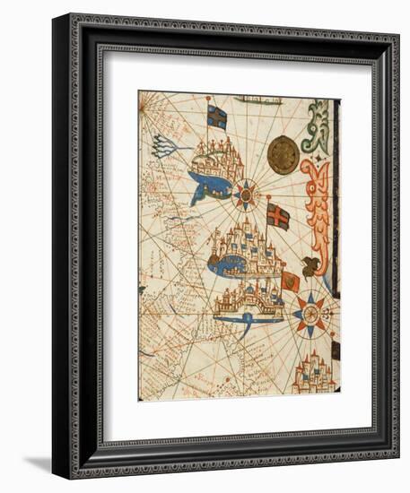 Marseille, Genoa and Venice, from a Nautical Atlas, 1646 (Ink on Vellum) (Detail from 330937)-Italian-Framed Giclee Print