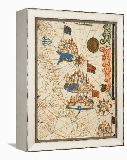 Marseille, Genoa and Venice, from a Nautical Atlas, 1646 (Ink on Vellum) (Detail from 330937)-Italian-Framed Premier Image Canvas