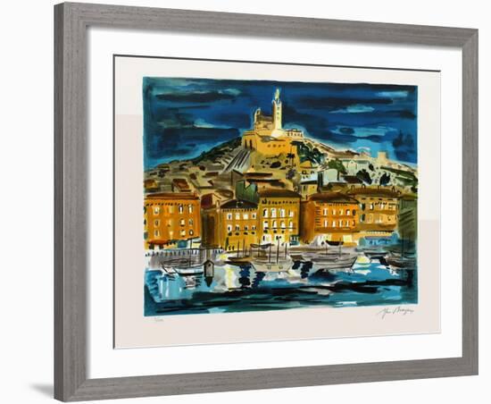 Marseille : Le Vieux-Port la nuit-Yves Brayer-Framed Limited Edition