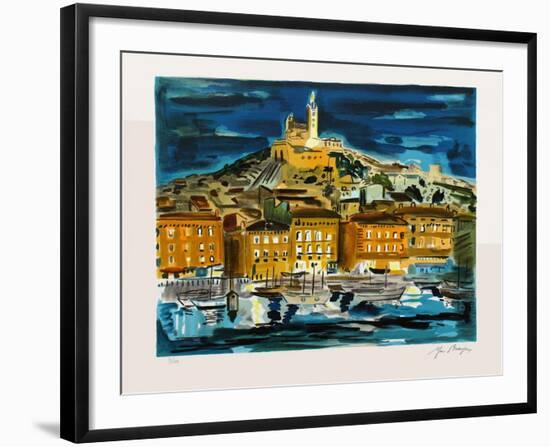 Marseille : Le Vieux-Port la nuit-Yves Brayer-Framed Limited Edition
