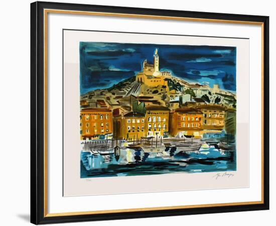 Marseille : Le Vieux-Port la nuit-Yves Brayer-Framed Limited Edition