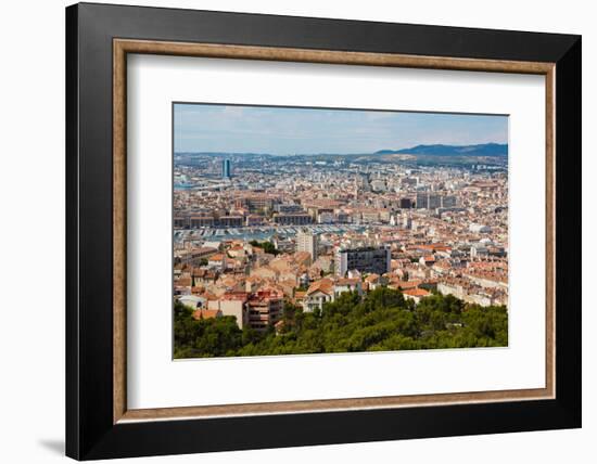 Marseille, Provence-Alpes-Cote d'Azur, France. High view down onto Vieux-Port, the Old Port, and...-null-Framed Photographic Print