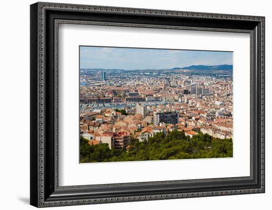 Marseille, Provence-Alpes-Cote d'Azur, France. High view down onto Vieux-Port, the Old Port, and...-null-Framed Photographic Print