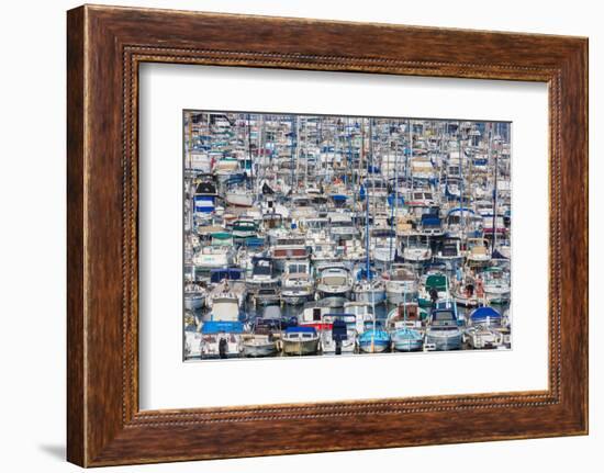 Marseille, Provence-Alpes-Cote d'Azur, France. Multitude of different leisure craft in the Vieux...-null-Framed Photographic Print