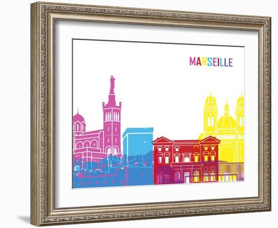 Marseille Skyline Pop-paulrommer-Framed Art Print