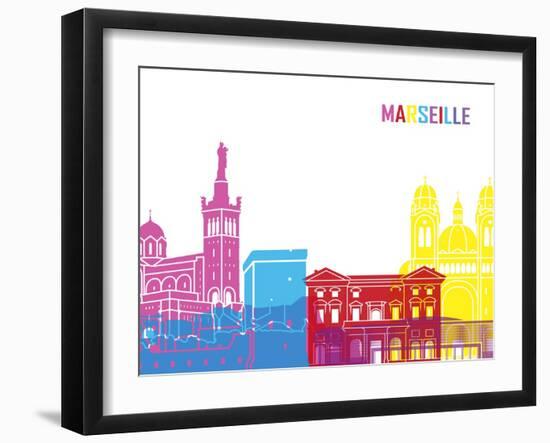 Marseille Skyline Pop-paulrommer-Framed Art Print