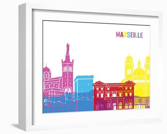 Marseille Skyline Pop-paulrommer-Framed Art Print