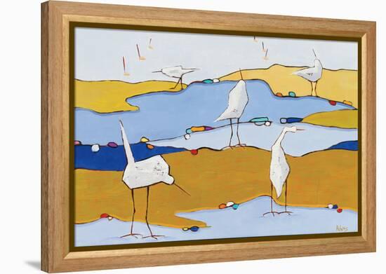 Marsh Egrets VI Dark Sand-Phyllis Adams-Framed Stretched Canvas