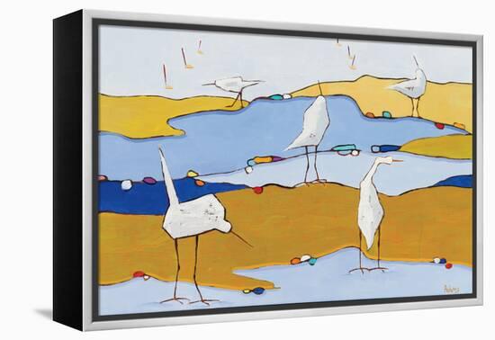 Marsh Egrets VI Dark Sand-Phyllis Adams-Framed Stretched Canvas