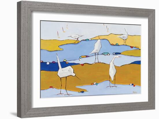 Marsh Egrets VI Dark Sand-Phyllis Adams-Framed Art Print