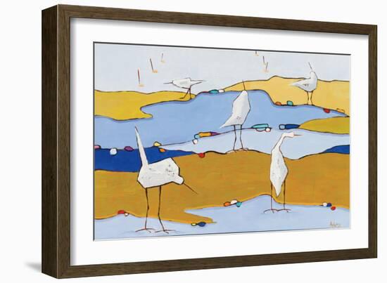 Marsh Egrets VI Dark Sand-Phyllis Adams-Framed Art Print