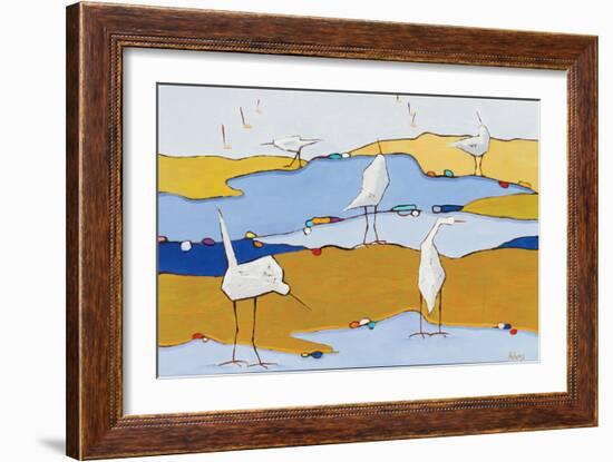 Marsh Egrets VI Dark Sand-Phyllis Adams-Framed Art Print