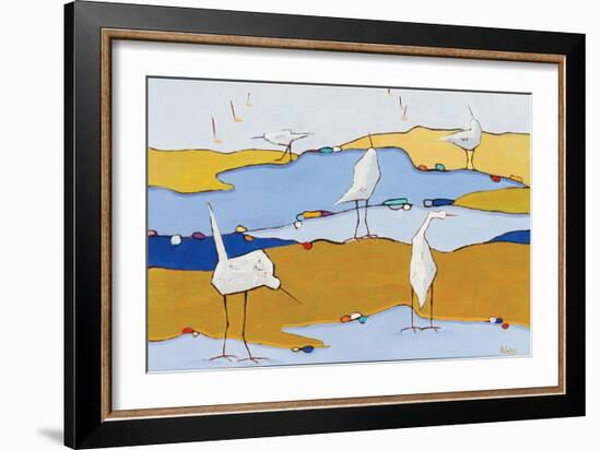 Marsh Egrets VI Dark Sand-Phyllis Adams-Framed Art Print