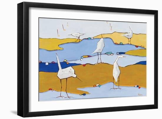 Marsh Egrets VI Dark Sand-Phyllis Adams-Framed Art Print